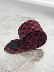 Luxury Men's Skinny Ties Polyester Silk Solid Polka Dot Striped Check Skinny Jacquard Groomsman Tie - 深紫色 - 查看 2