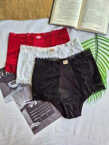 Kit 5 Calcinha Cinta Modeladora Mirla Alta Pressão Rendada Moda Intima Feminina