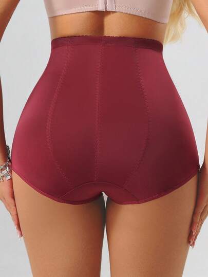 1pc Plus Size Women High Waist Tummy Control Breathable Sports Panties, Front Pocket Design Suitable For Yoga, Workout And Daily Wear