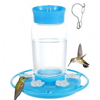 1 件户外蜂鸟喂食器，带防蚁钩，悬挂式蜂鸟喂水器，带 6 个鲜花喂食口和圆形栖木