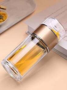 1个玻璃茶漏瓶，双层玻璃水瓶带过滤器，散装茶叶浸泡器，便携式泡茶器，硼硅玻璃材质，防漏，独立茶叶隔层，适用于冷热饮，旅行、办公、居家使用，成人健康礼品 - 彩色 - 查看 3