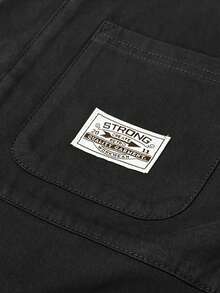 Kemeja Katun Kasual Pria, Warna Polos, Nyaman, Banyak Saku, Gaya Vintage, Cocok untuk Pemakaian Sehari-hari, Musim Semi/Musim Gugur, Atasan Lengan Panjang - Hitam - View 8