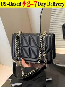Multifunctional Solid Color PU Leather Flap Quilted Bag, Simple Large Capacity Travel Vacation Metal Chain Square Bag, Fashion Business Commuter Shoulder Bag, Crossbody Bag,Shoulder Bag,Office Work Use, Lightweight Outdoor Shopping Women's Crossbody Bag, Ladies Shoulder Bag,Versatile Solid Color PU Leather Flap Quilted Bag, Simple Large Capacity Travel Vacation Metal Chain Square Bags, Fashionable Business Commuting Shoulder Bag For Office Work Use, Lightweight Outdoor Shopping Women Crossbody Bags.Geometric Triangle Quilted Women's Crossbody Bag With Detachable Chain Strap And Magnetic Snap Closure, Featuring Minimalist Solid-Color Design With Sparkling Accents. Crossbody Bag, Chain Strap Purse, Shoulder Bag, Quilted Handbag, Geometric Bag, Sparkle Embellished, Magnetic Closure, Women's Purse, Solid Color Bag, Convertible Bag, Day To Night Bag, Accessory, Minimalist Style, Lightweight Purse, Fashion Bag.