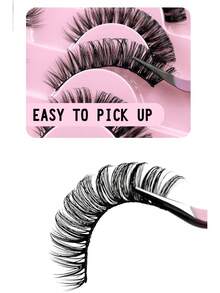 20 对 D 卷全条睫毛蓬松浓密假睫毛可重复使用仿貂皮睫毛条状睫毛、睫毛、睫毛、假睫毛 - 黑色 - 查看 5