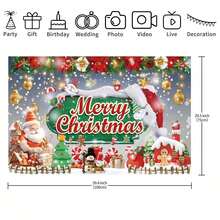 1pc Christmas Background Banner, 82.7*59.1/59.1*39.4/39.4*29.5 Inches Santa Claus Snowman Gingerbread Man Merry Christmas Background Suitable For Christmas Party, Photography Background, Wall Sign, Yard Sign, Winter New Year Christmas Eve Christmas Party Decoration