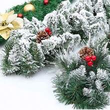 1pc, 9ft Artificial Christmas Pine Garland With Artificial Pine Tree And Red Artificial Berries, Christmas Wreath Decor, Suitable For Indoor Or Outdoor Decoration, Seasonal Holiday Wreath