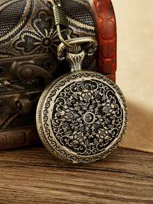 Vintage Hollow Tree Of Life Quartz Pocket Watch With Accessories