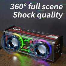 V8 无线扬声器 – 16W 立体声、深沉低音、TWS、24 小时播放时间、USB/电池双电源，适用于家庭和户外 - 黑色 - 查看 4