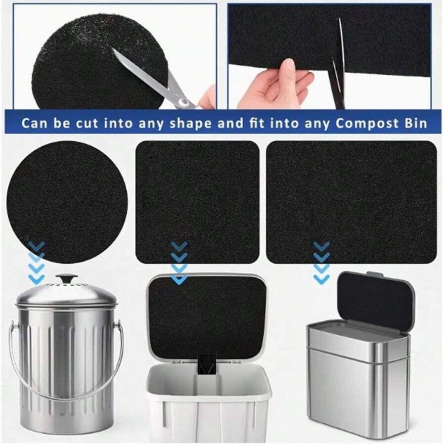 4Pcs Compost Bin Replacement Activated Carbon Filter Pads For Indoor Kitchen Countertop, Odor Control Air Filter For Home Recycling Waste Container, High-Grade Deodorizing Insert Pads - Multicolor - View 1