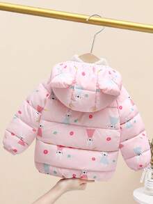 Nueva chaqueta tipo parka ligera y cálida, con diseño de conejo de dibujos animados, prenda exterior resistente al viento para niños y niñas pequeños, para otoño/invierno