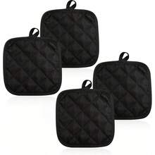 2 Stück/4 Stück schwarze quadratische hitzebeständige Topfuntersetzer, Küchen-Mikrowellen-Ofenhitzeisolierungsmatten, Muss-Haves für Zuhause und Küche, Küchengeräte und -ausstattung als praktische Weihnachtsgeschenke