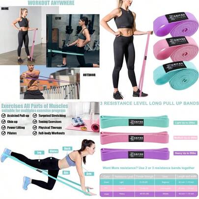 Hot - Long Resistance Bands For Working Out Women Fabric Resistance Band Stretch Bands For Exercise Bands Resistance Bands Set For Physical Therapy Elastic Bands For Exercise Ligas Para Hacer Ejercicio