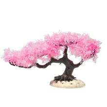 Decoração para aquário, conjunto de ornamentos para paisagem, árvore de cerejeira artificial, plantas aquáticas, adequado para pequenos peixes e camarões se esconderem