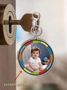 1 pieza Llavero de retrato de acrílico personalizado, adecuado para aniversario, vacaciones, boda, cumpleaños, conmemoración, todas las estaciones, Halloween, Navidad