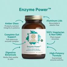 PURE SYNERGY Enzyme Power | Digestive Enzyme Supplement | Digestive Health Enzymes With Nattokinase, Bromelain, And Serrapeptase | For Digestive And Gut Health (90 Capsules) - 白色的 - 查看 3