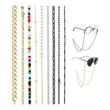 Cadena Gafas 9 Piezas, Cordones para Mascarillas Gafas, Cadena para Gafas Mujeres Hombres Cadenas para Gafas de Sol de Metal Cadenas Gafas con Cristal Cuentas Elegante Gafas Cadena Retenedor para Gafas Mltiples Aplicaciones - A - Ver 2