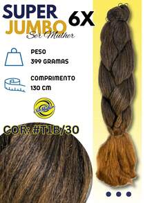 Kit 2 Cabelo Super Jumbo Tranças Box Braid Ser Mulher + Anéis - Dark Brown - Visão 2
