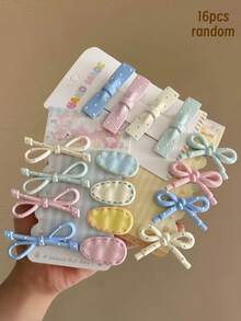 4/8/16pcs/Set Macaron Color Bow Hair Clips Combination, Sweet Cute Bangs Clips, Random Style - Suitable For Girls And Women, Soft Adorable Styling + Macaron Healing Color Palette, Like Adding A "Cute Filter" To Your Hair, Easily Achieve Sweet Girl Look For Daily School, Shopping, Dating And Other Occasions - Multicolor - View 17
