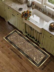 1片硅胶厨房地垫，仿大理石纹理，带金色纹路，外观奢华优雅