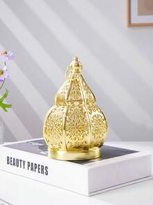 1pc European Style Metal Hollow Gourd Shaped Decorative Candle Holder Lamp, Suitable For Church Decor, Ramadan Lantern, Islamic Style, Moroccan Decor, Home Room Decor, Bar, Restaurant Decor, And Gift - Multicolor - View 10