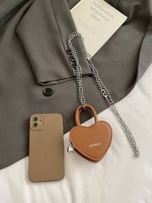 Children's Cross-Body Shoulder Bag, Heart-Shaped Earphone Bag, Fashion Bag, Mini Coin Purse, One-Piece