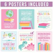 W3Z7 Hadley Designs 6 Social Studies Classroom Decorations – US History Posters Elementary, Middle School And High School, Durable World History Wall Art Teachers - Pastel Classroom Decor - 1 - View 9