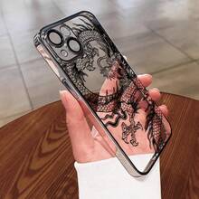 Estuche protector de teléfono con textura mate para hombres y mujeres, patrón creativo de Dragón Volador en el Cielo, ideal para iPhone 16 15 14 13 12 11 Pro Max/Pro/Plus, resistente a caídas con parte trasera suave y transparente - Blanco - Ver 2