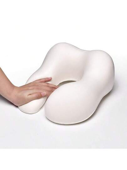 Waffle Texture Compressible Memory Foam Shaped Neck Pillow, Convenient Storage, Slow Rebound, Travel Support Kussen Airplane, Sleeping, Pain Relief view 10