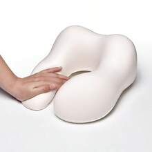 Waffle Texture Compressible Memory Foam U-Shaped Neck Pillow, Convenient Storage, Slow Rebound, Travel Neck Support Pillow For Airplane, Sleeping, Neck Pain Relief