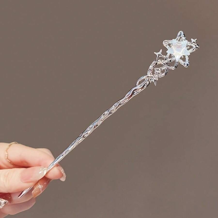 Women's Moonstone Star Hairpin, New Chinese Style, Modern Simplicity, Moon Hairpin, High-End, Hair Tie, Headgear. - 星星 - 查看 1