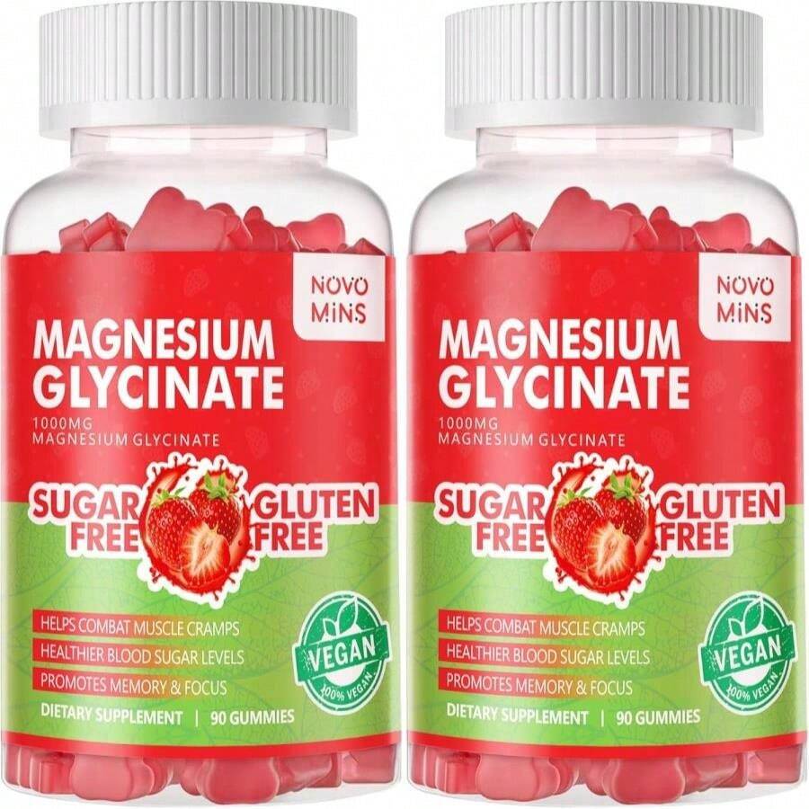 Magnesium Glycinate Gummies 1000mg - Sugar Free Magnesium Potassium Supplement With Vitamin D, B6, CoQ10 For Calm Mood &Amp; Sleep Support - 180 Mango Pineapple - Flavor NameG - View 1