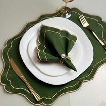 Placemat Kit, Embroidered Placemat, Round/Rectangular Table Placemat And Napkins - 莫斯皇室 - 查看 5