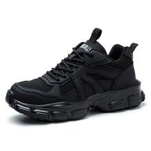 UMBURLLY 女鞋，钢头设计，防砸，防刺穿，凯夫拉中底，透气鞋面，适合办公室、车间、工厂、工作 - 黑色 - 查看 16