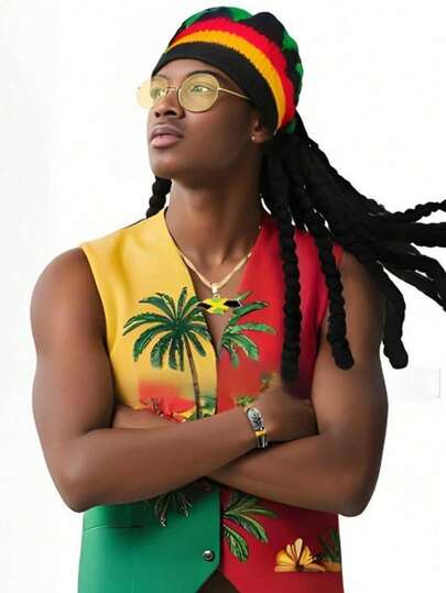 1pc Holiday Party Funny Knit Beanie Hat, Unisex African Jamaican Dreadlock Wig Hat For Cosplay Winter Warm