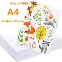 50pcs A4 Size Printable Sticker Paper, Self-Adhesive, Suitable For Crafts, Scrapbooking, Inkjet Printer, Matte White, Back To School, Christmas Stickers - Multicolor - View 1
