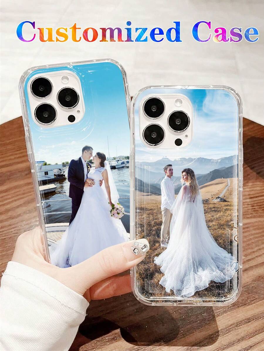 1pc Customized Couple Wedding, Wedding Photo Thick Shockproof Phone Case, Protective Cover, Gift For Wife/Husband, Customized Design For S21 22 23 24, A12 A13 A15 A14/A21s, XR 11 13 15 16 Pro Max,2025phonecase,Cute Phone Cases, Couple Phone Case