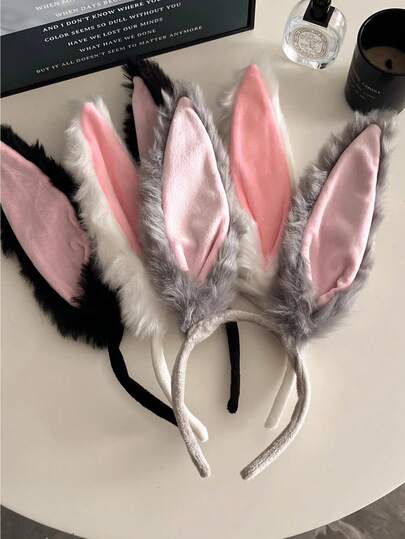 1pc Cute Plush Fox Ear Headband, Christmas, Long Rabbit Ear Headband, Beauty, Home, Hair Accessories