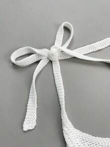 Váy ngắn hở lưng hở lưng, cổ chữ V khoét sâu, gợi cảm, màu trơn phong cách Bohemian dành cho nữ, mùa hè - trắng - Xem 7