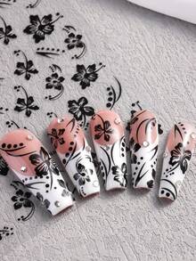 4/2片装夏威夷芙蓉花3D美甲贴纸，可爱Y2K风格美甲贴花，自粘美甲沙龙配件，美甲用品 - 彩色 - 查看 9