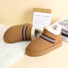 Damen bequeme, warme Schuhe mit dicker Sohle, runde Zehenkappe, kurze Schneestiefel, Design mit tiefem Schaft, warme, lässige Knöchelstiefel