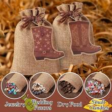10pcs Western Cowboy Style Linen Bags Set - With Decorative Tags And Jute Ropes, Ideal For Party Decor, Holiday Decorations, Candy Packaging, Jewelry Storage, Small Gift Wrapping, Accessory Organization, And Party Supplies - Multicolor - View 3