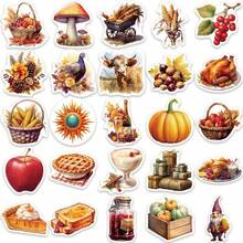 50pcs Thanksgiving Stickers, Pumpkin, Autumn Maple Leaves, Thanksgiving Holiday Stickers