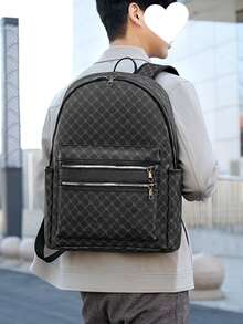 Large Capacity Presbyopic Casual Backpack, Unisex Fashion PU Leather Business Laptop Bag, College Student Backpack, Valentine's Day Gift Laptop Case - Multicolor - View 2