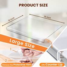 Acrylic Cutting Board With Counter Lip, 16x12 Inch Clear Cutting Boards For Kitchen Counter, Cutting Board Non Slip For Countertop Protector, Apartment Essentials Kitchen Decor Gifts - Clear - View 4