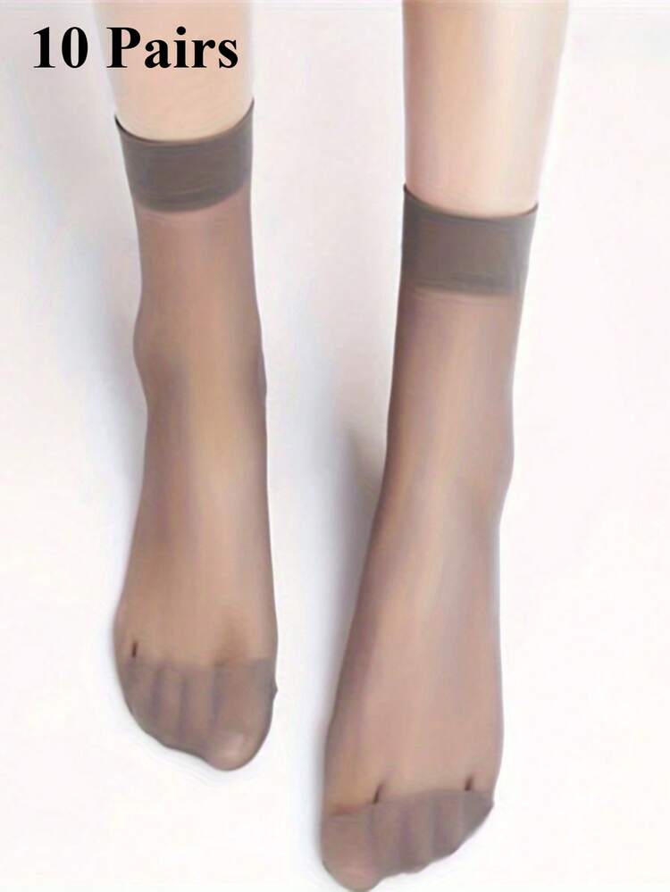 10/20 Pairs Sheer Color Transparent Socks, Comfortable Breathable Short Socks, Women's Sock And Over-The-Knee Socks - Multicolor - View 19