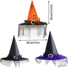 1 chiếc mũ phù thủy Baroque, lưới và hoa giả trang trí, phụ kiện mũ phù thủy cosplay, thích hợp cho Ngày của Mẹ, Lễ Tạ ơn, Đám cưới, Halloween, Tiệc dành cho phụ nữ (Màu sắc và họa tiết có thể thay đổi) - màu đen - Xem 4