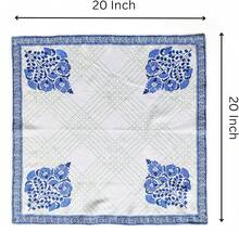 FINGERCRAFT Cloth Napkins, Set Of 12 Cotton Linen Blend Printed Dinner Napkins Cloth Mitered Corner Perfect For Parties Dinners Weddings Cocktail Christmas Easter 20x20 Blue Floral - 彩色 - 查看 7