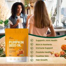 Pumpkin Seed Oil With Saw Palmetto Capsules | Cold Pressed, Pure Virgin Oil, Essential Fatty Acids &Amp; Phytosterols | 300 SoftgelsSupports Hair, Urinary, Bladder &Amp; Prostate Health | Non-GMO - Flavor NameC - 查看 5