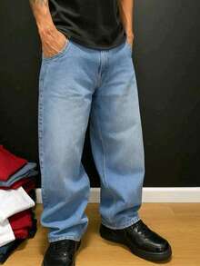 Dazzling Men's Original Plus Size Wide Leg Jeans - Clara - View 1