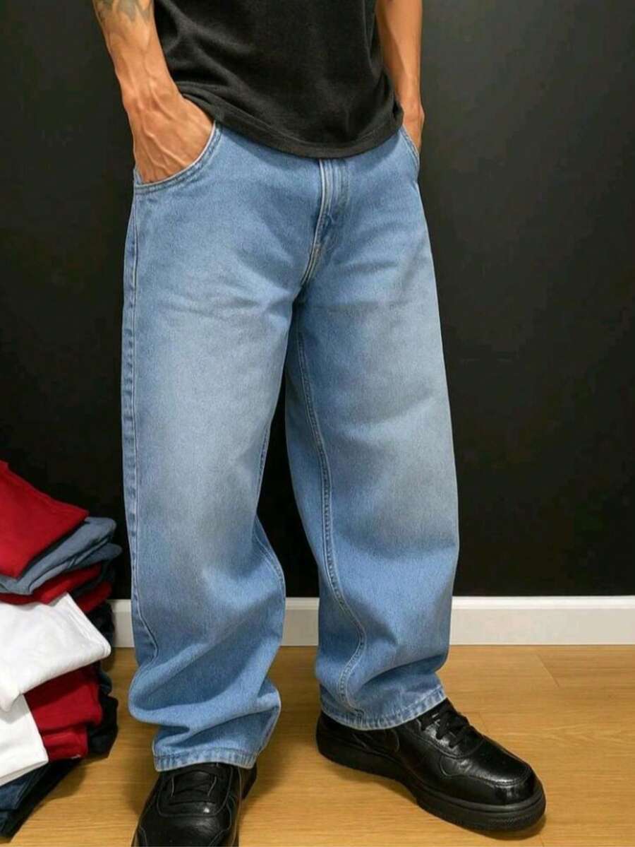Dazzling Men's Original Plus Size Wide Leg Jeans - Clara - View 1